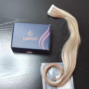22 In 50 G 20 Pieces Tape In Human Hair Extensions Bleach Blonde Ash Highlights